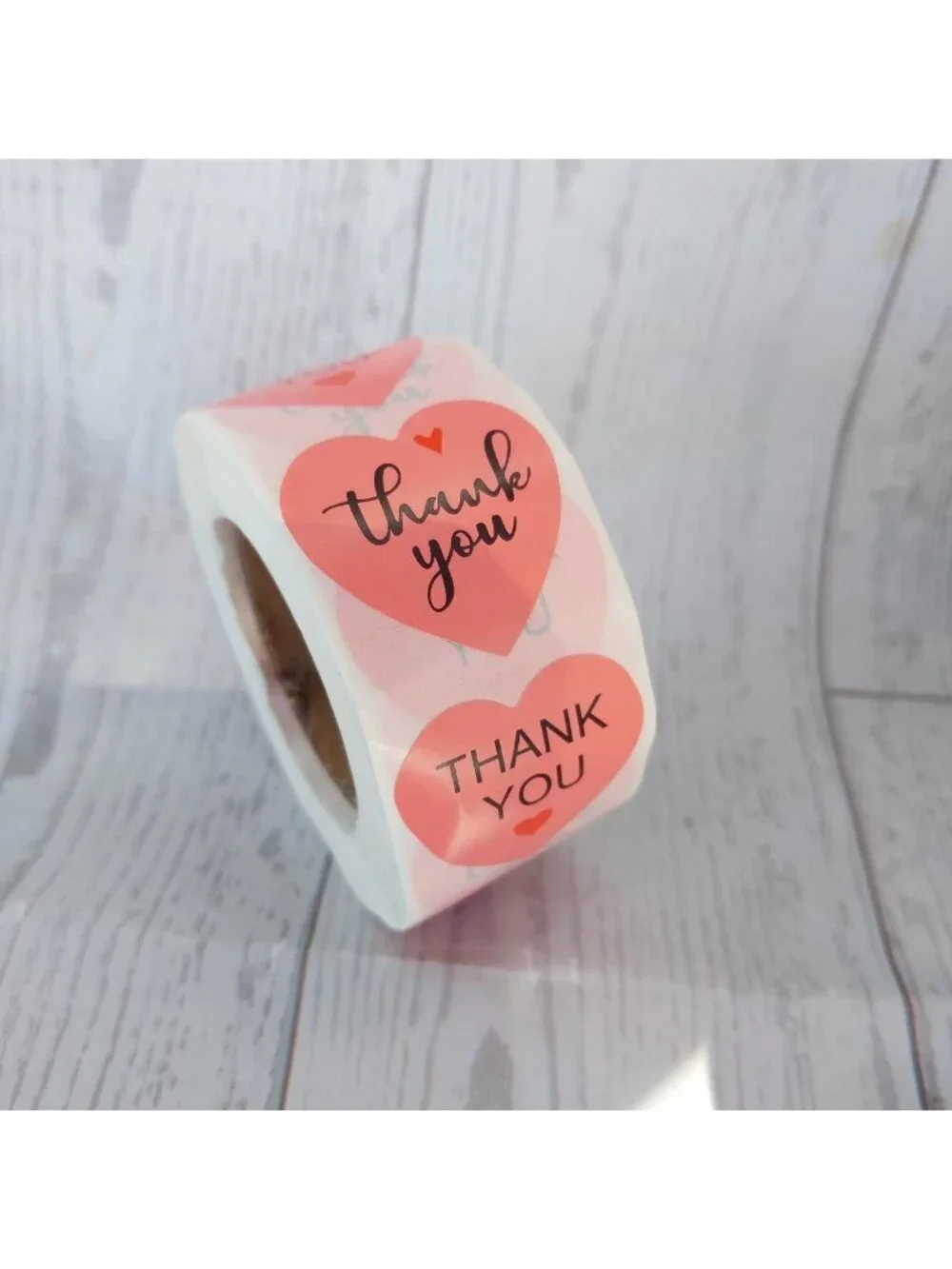 500 Thank You Heart Stickers size 1 inch